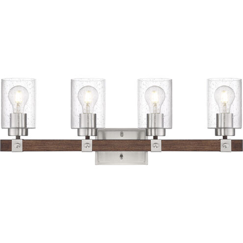 Arabel 4 Light 28 inch Brushed Nickel and Nutmeg Wood Vanity Light Wall Light