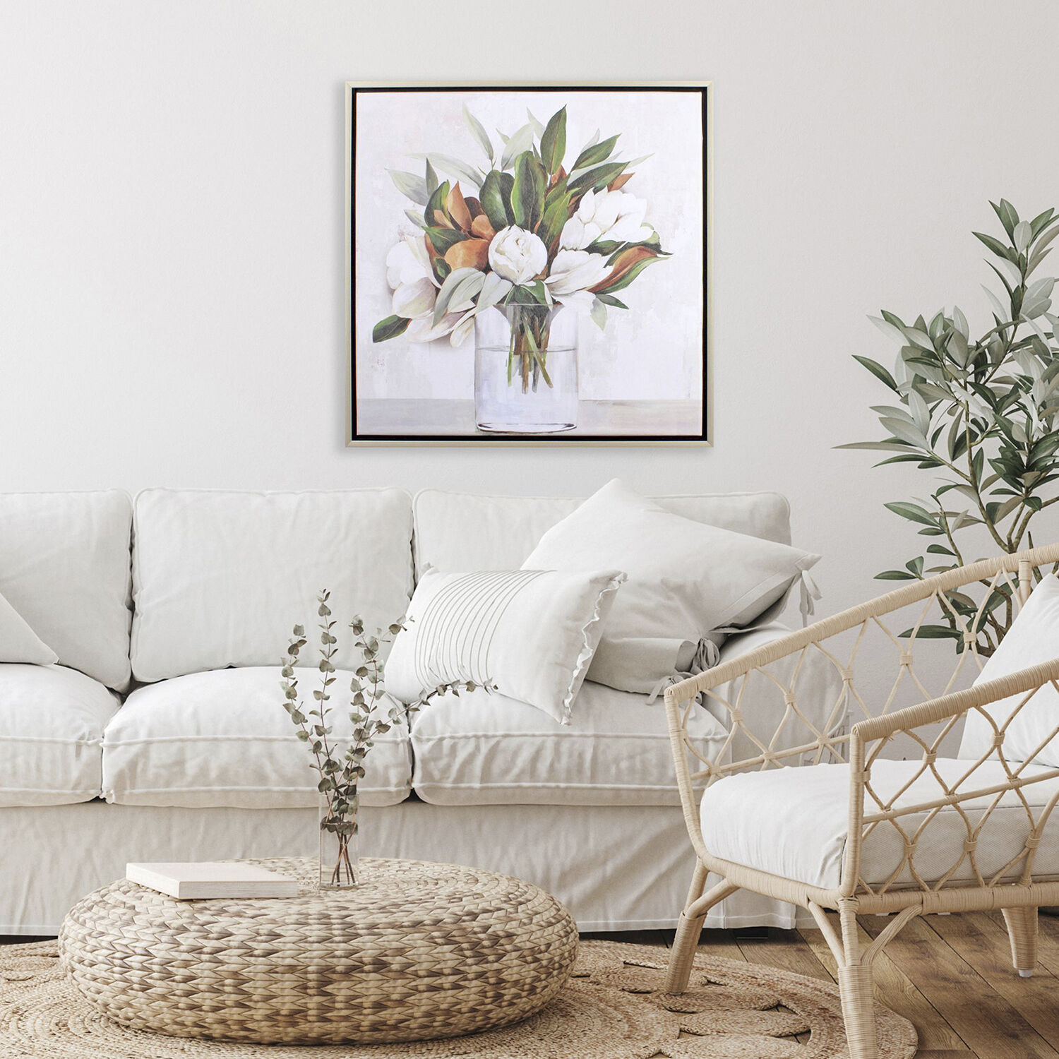 Florals Green and Orange and Neutral Canvas, Propac