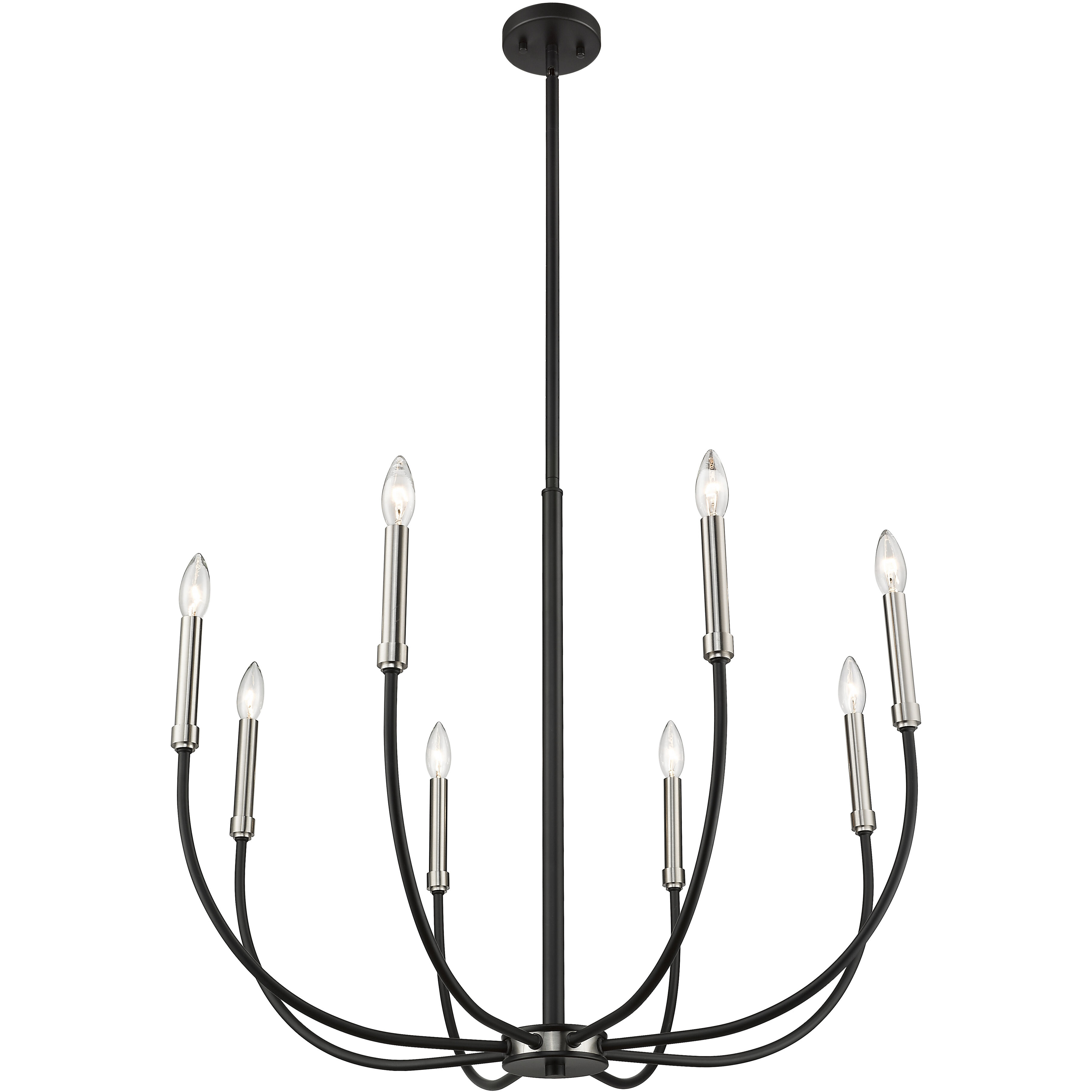 Haylie 8 Light 32.5 inch Matte Black and Brushed Nickel Chandelier Ceiling Light