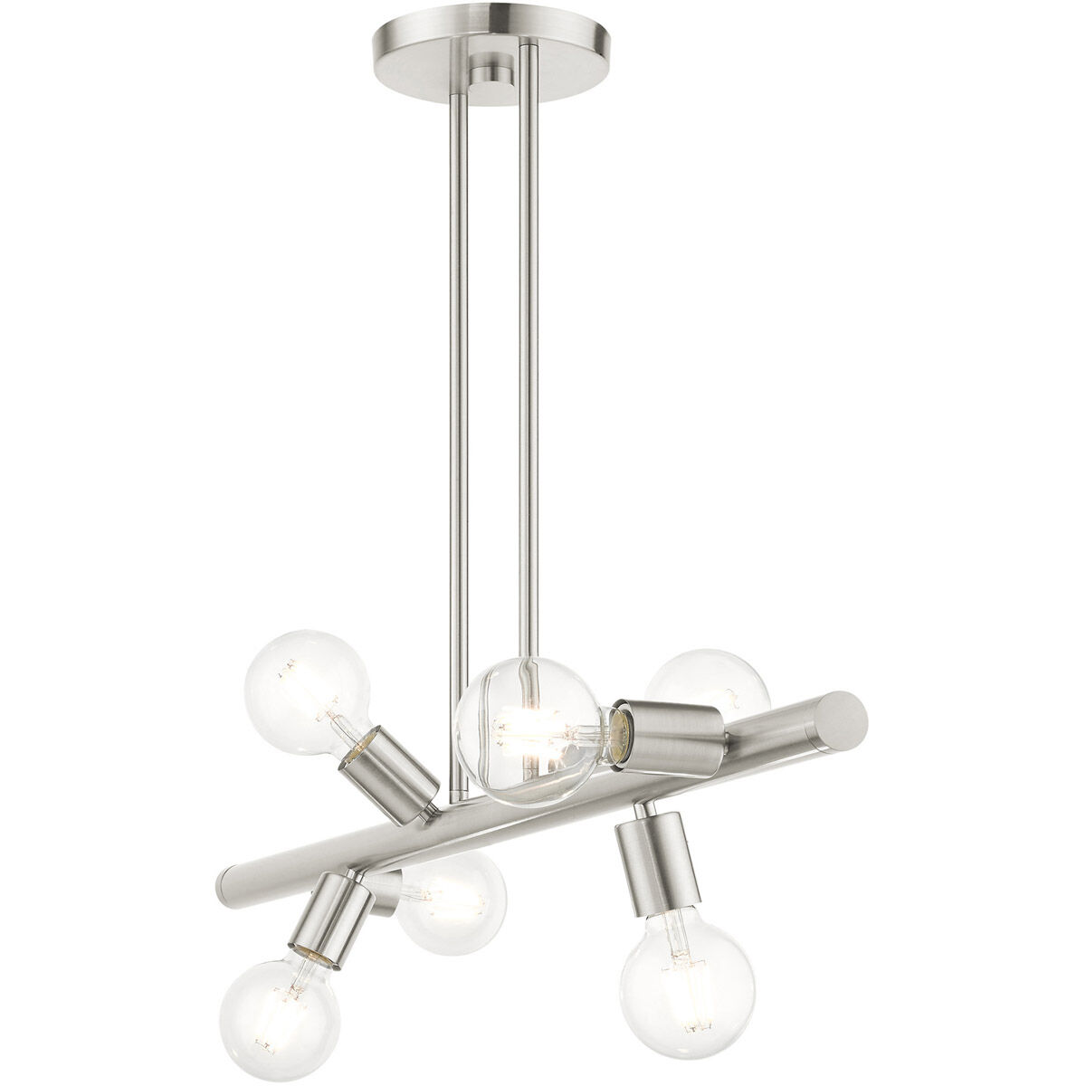 Bannister 6 Light 37 inch Brushed Nickel Linear Chandelier Ceiling Light