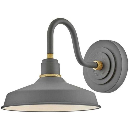 Foundry Classic LED 9.5 inch Dark Matte Grey with Brass Outdoor Barn Light, Gooseneck