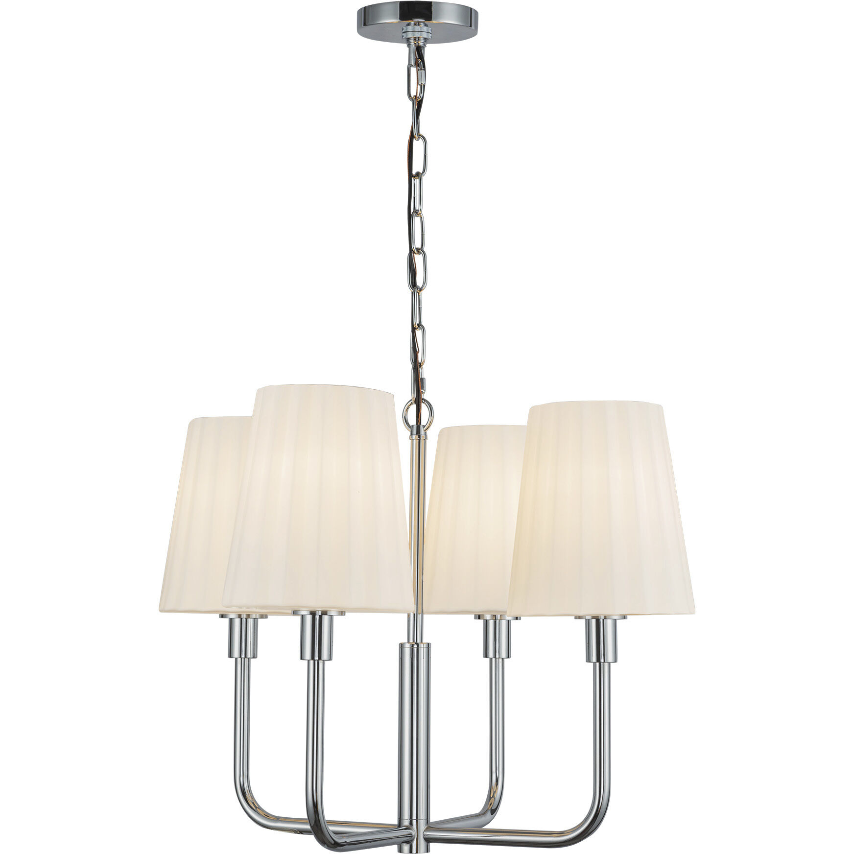 Alora Mood Plisse 4 Light 22.5 inch Chrome/Opal Matte Glass Chandelier Ceiling Light