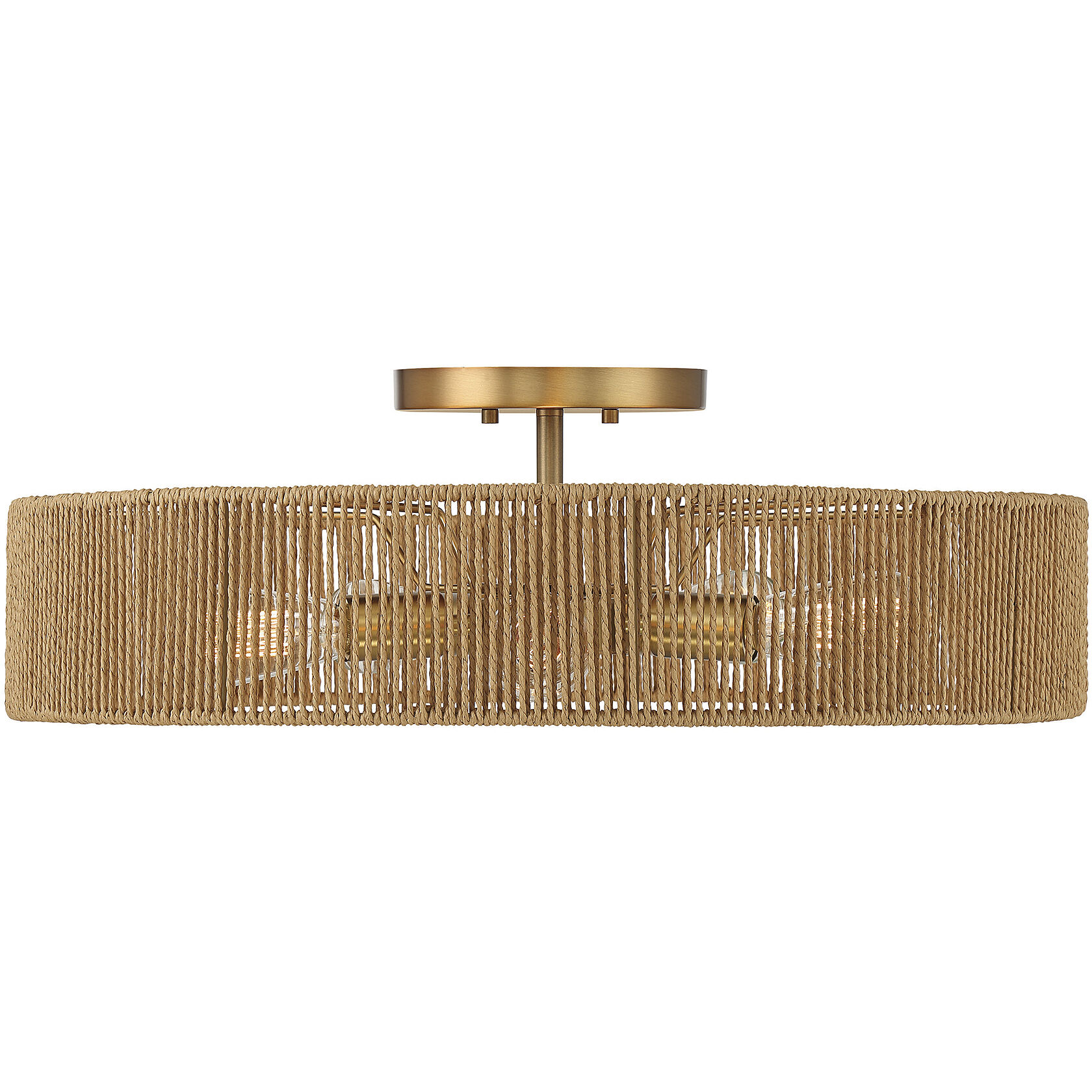 Ashe 5 Light 24 inch Warm Brass and Rope Semi-Flush Ceiling Light