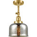 Franklin Restoration Large Bell LED 8 inch Satin Gold Semi-Flush Mount Ceiling Light in Silver Plated Mercury Glass, Franklin Restoration
