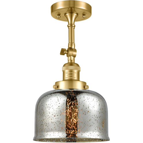 Franklin Restoration Large Bell LED 8 inch Satin Gold Semi-Flush Mount Ceiling Light in Silver Plated Mercury Glass, Franklin Restoration