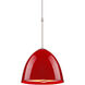 Classic 1 Light 9.6 inch Matte Chrome Large Pendant Ceiling Light in Gypsy Red