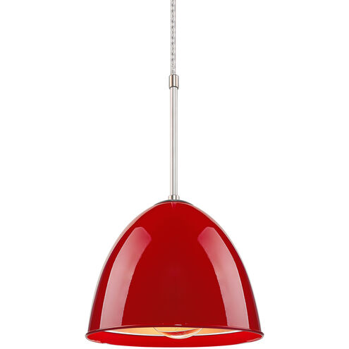 Classic 1 Light 9.6 inch Matte Chrome Large Pendant Ceiling Light in Gypsy Red