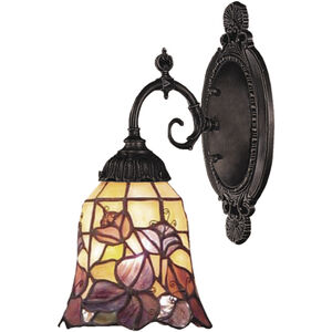 Mix-N-Match 1 Light 4.5 inch Tiffany Bronze Sconce Wall Light in Tiffany 17 Glass, Incandescent