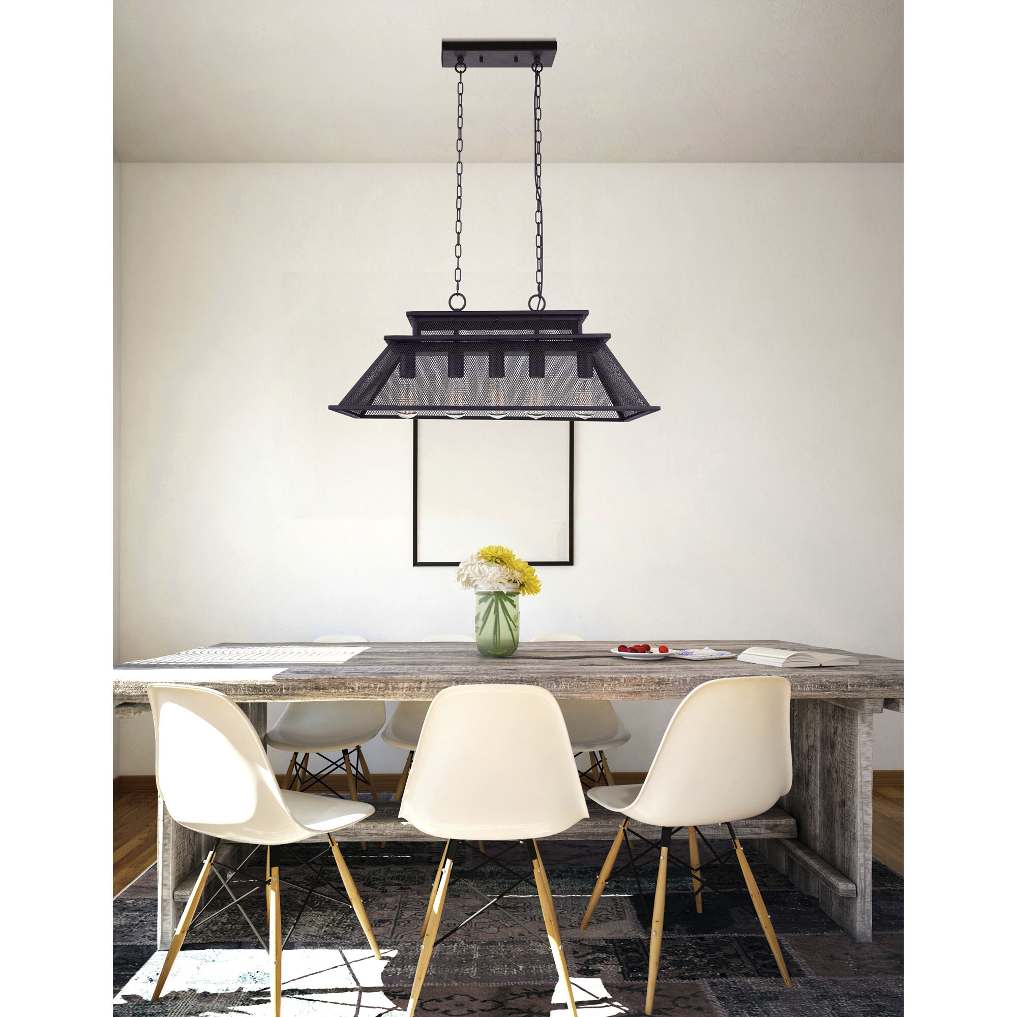 Savill 5 Light 32 inch Reddish Black Island/Pool Table Light Ceiling Light