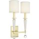 Paxton 2 Light 11.5 inch Aged Brass Sconce Wall Light