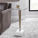 Campeiro 29 X 13 inch Crystal and Brushed Brass with White Marble Drink Table