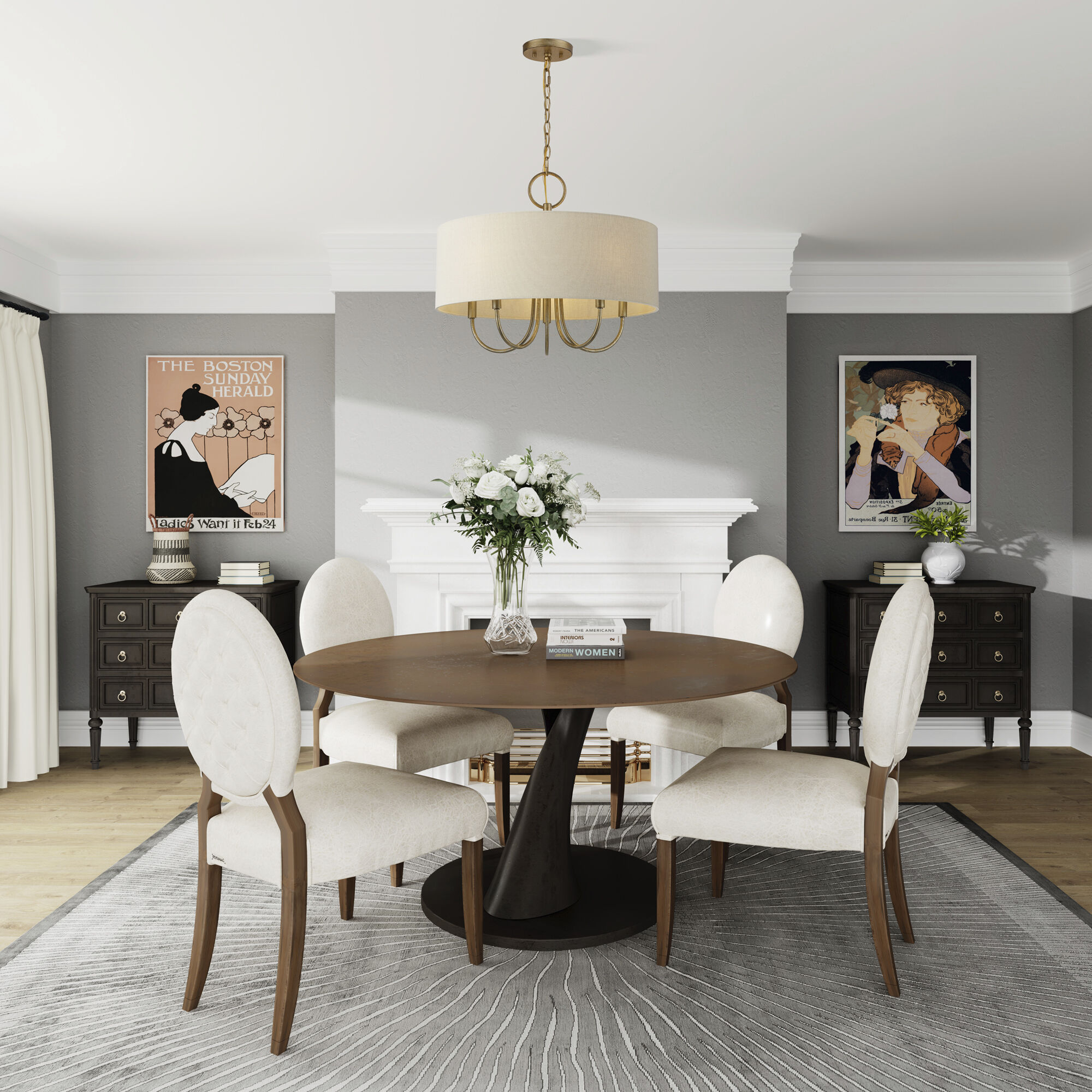 Bellingham 5 Light 22 inch Antique Gold Leaf Pendant Chandelier Ceiling Light