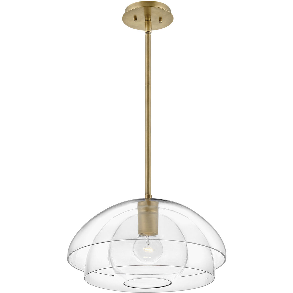 Lotus 1 Light 16 inch Heritage Brass Indoor Semi-Flush Mount Ceiling Light, Convertible to Pendant