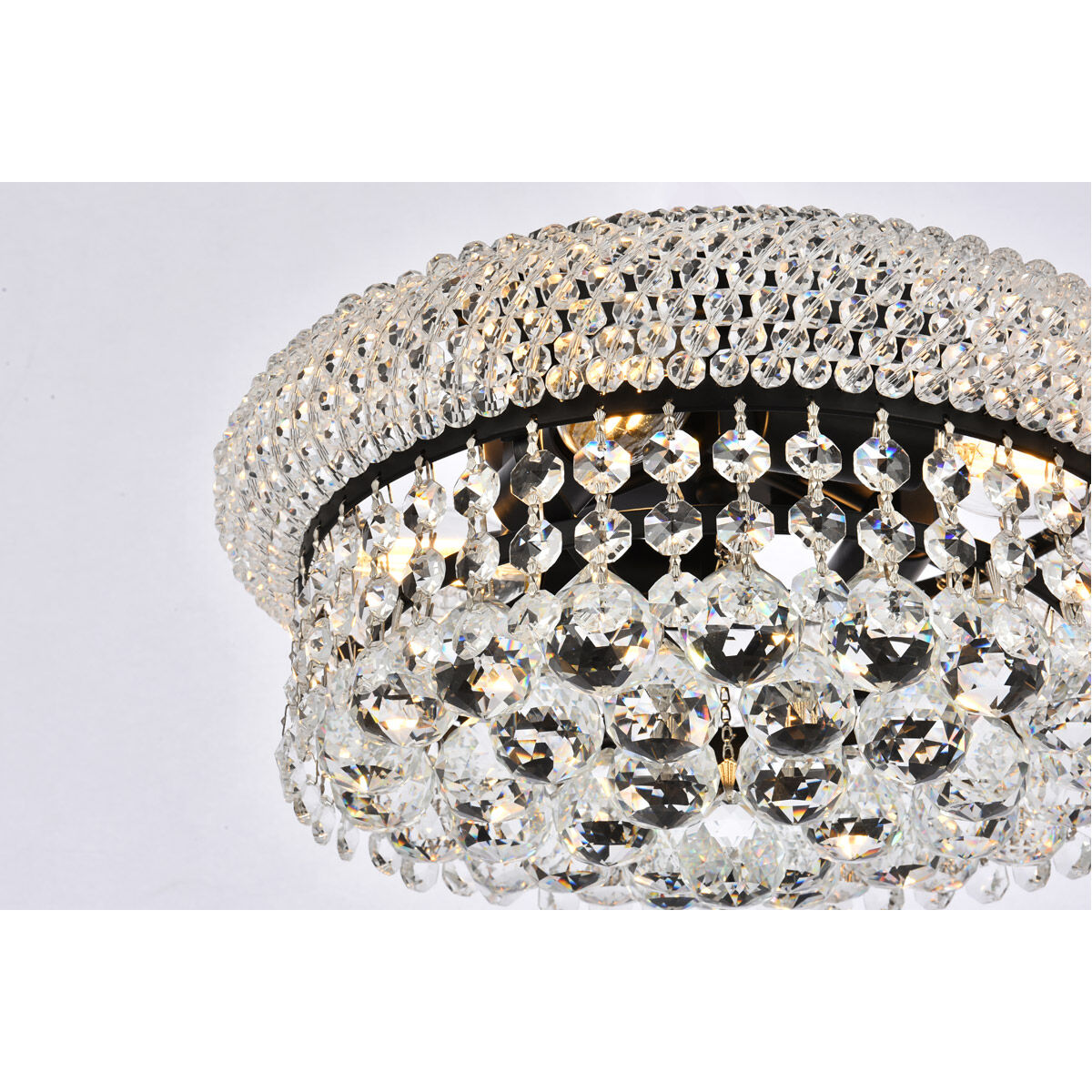 Primo 4 Light 12 inch Black and Clear Flush Mount Ceiling Light