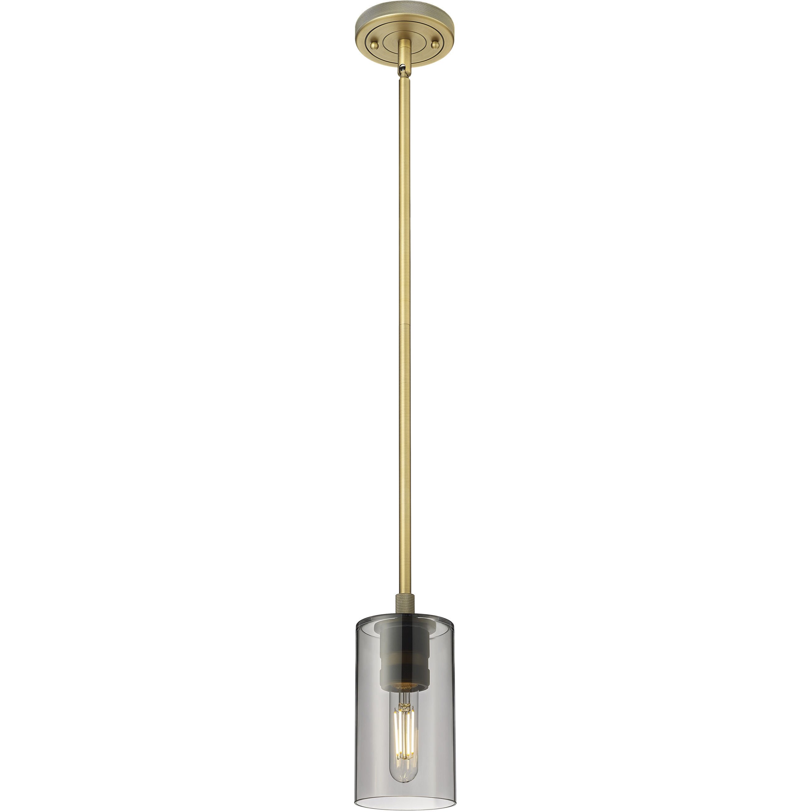 Downtown Urban Crown Point 1 Light 3.88 inch Brushed Brass Pendant Ceiling Light in Plated Smoke