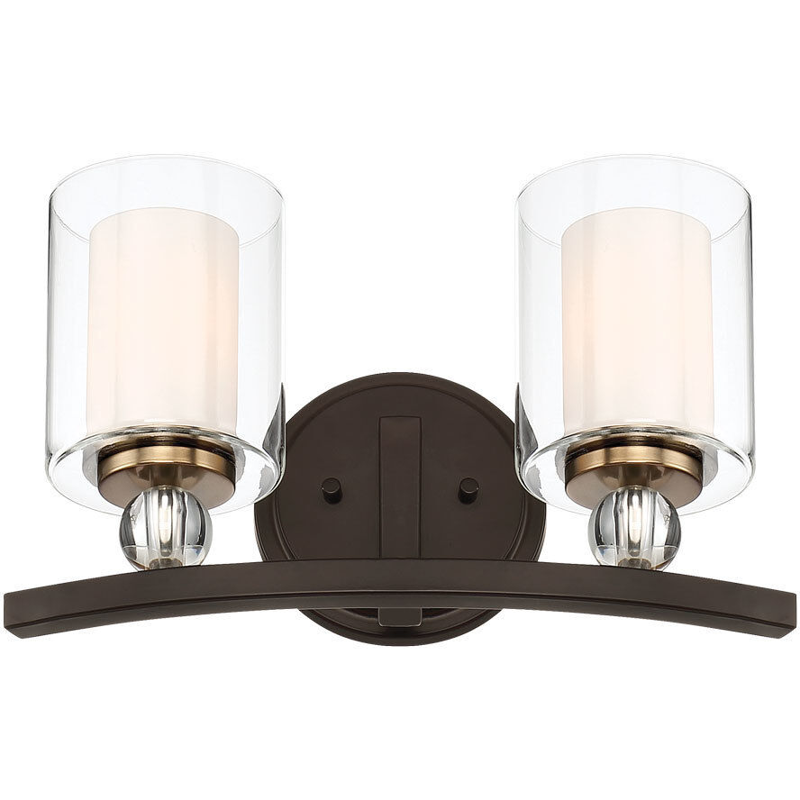 Studio 5 2 Light 16 inch Painted Bronze/Natural Brush Bath Light Wall Light