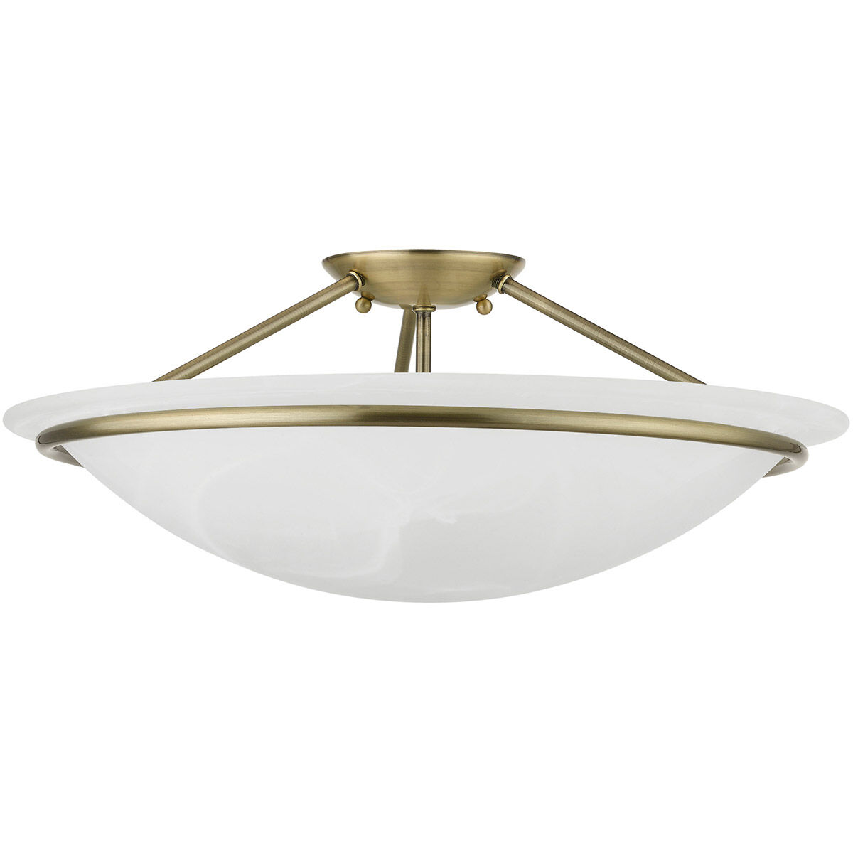 Newburgh 3 Light 20 inch Antique Brass Semi-Flush Ceiling Light