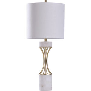 Abyaz 13 inch 150 watt Gold Metal and White Marble Table Lamp Portable Light