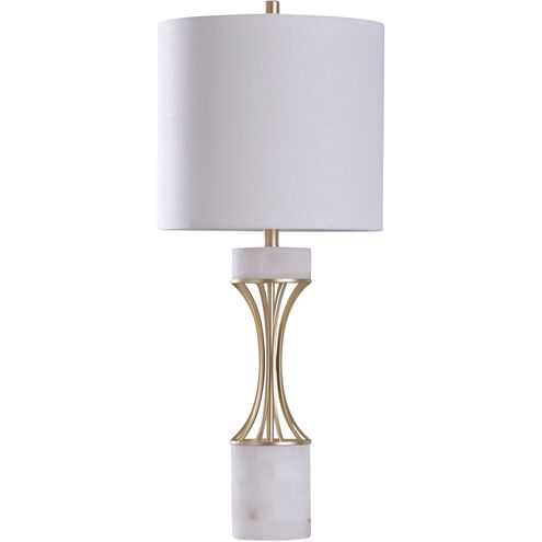 Abyaz 13 inch 150 watt Gold Metal and White Marble Table Lamp Portable Light
