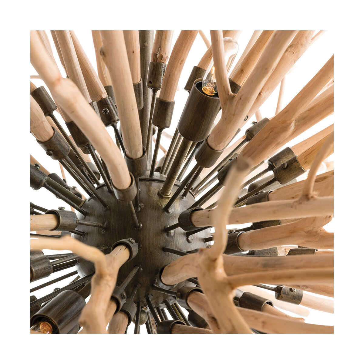 Finch 8 Light 43 inch Natural Wood/Natural Iron Chandelier Ceiling Light, Round