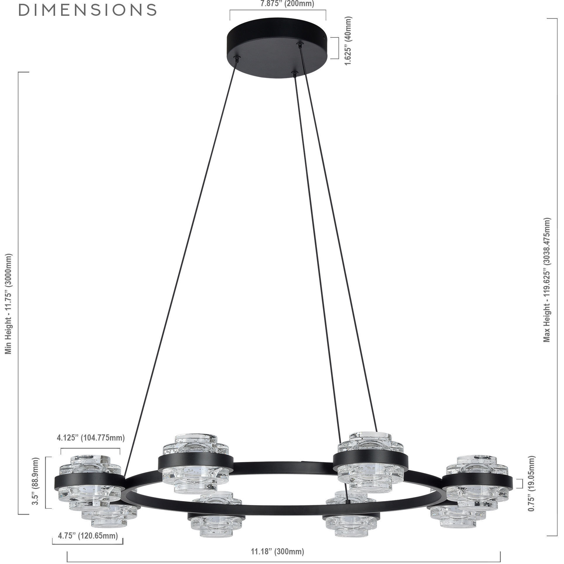 Milano Series 33.25 inch Black Chandelier Ceiling Light, Artisan Collection
