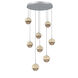 Cabochon LED Classic Silver with Travertine Stone Pendant Chandelier Ceiling Light in 3000K LED, Bronze