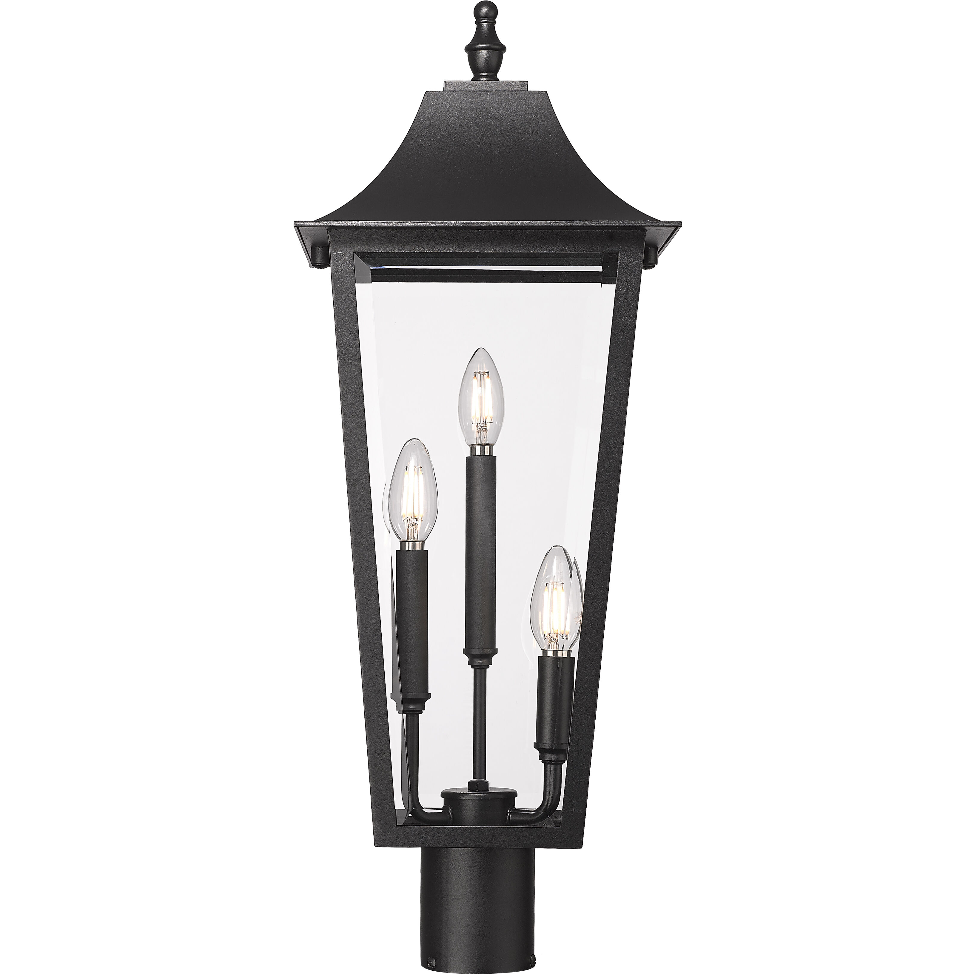 Gannon 3 Light 26.75 inch Black Outdoor Post Mounted Fixture in G9