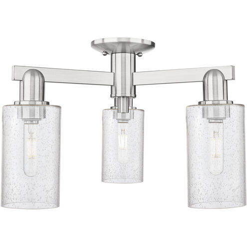 Arcadia Clymer 3 Light 21.38 inch Brushed Satin Nickel Semi-Flush Mount Ceiling Light in Seedy