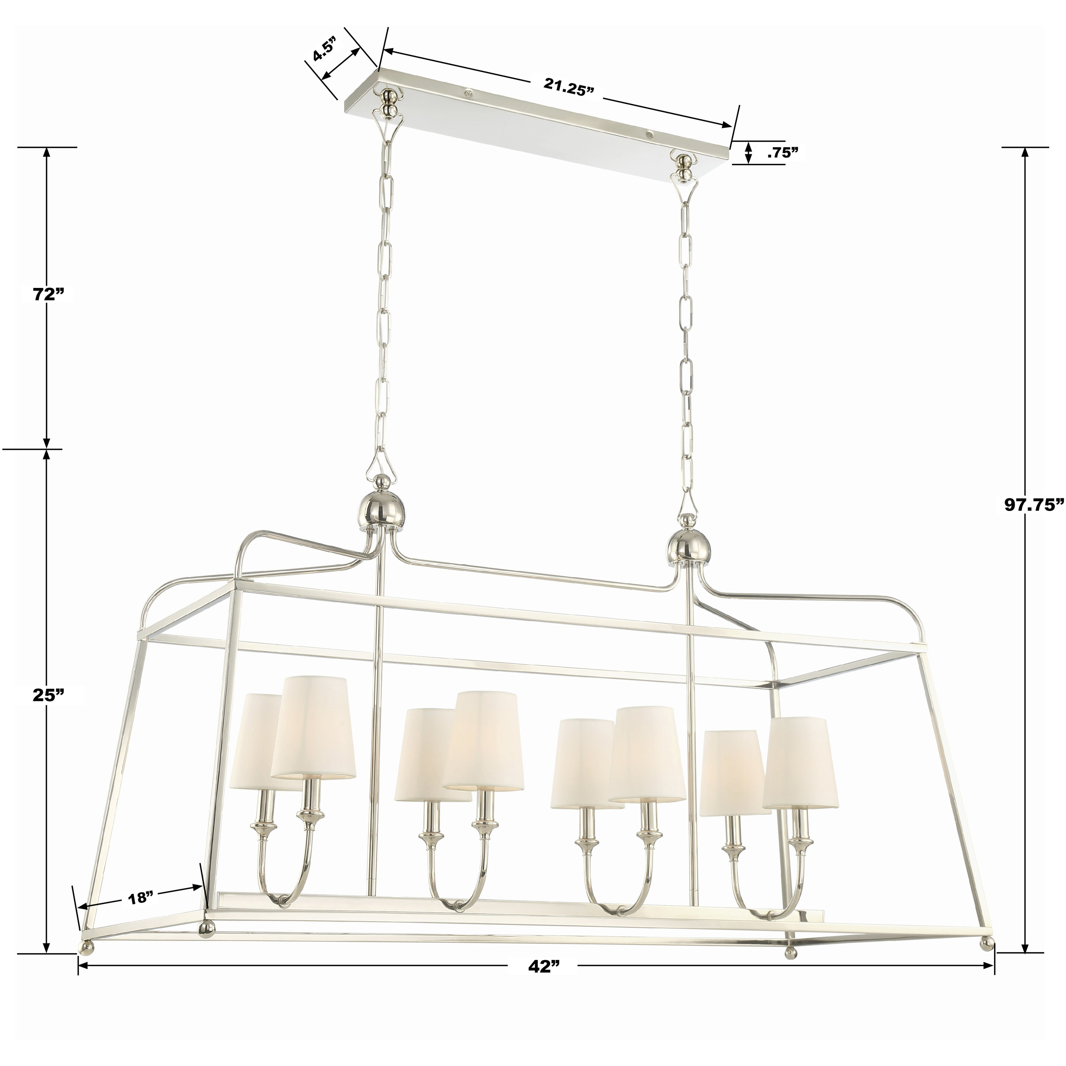 Sylvan 8 Light 42 inch Polished Nickel Chandelier Ceiling Light