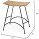 Wing 24 inch Natural Rattan & Black Steel Counter Stool
