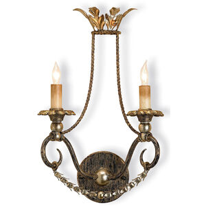 Anise 2 Light 11 inch Barcelona Gold/Gold Leaf/Silver Wall Sconce Wall Light