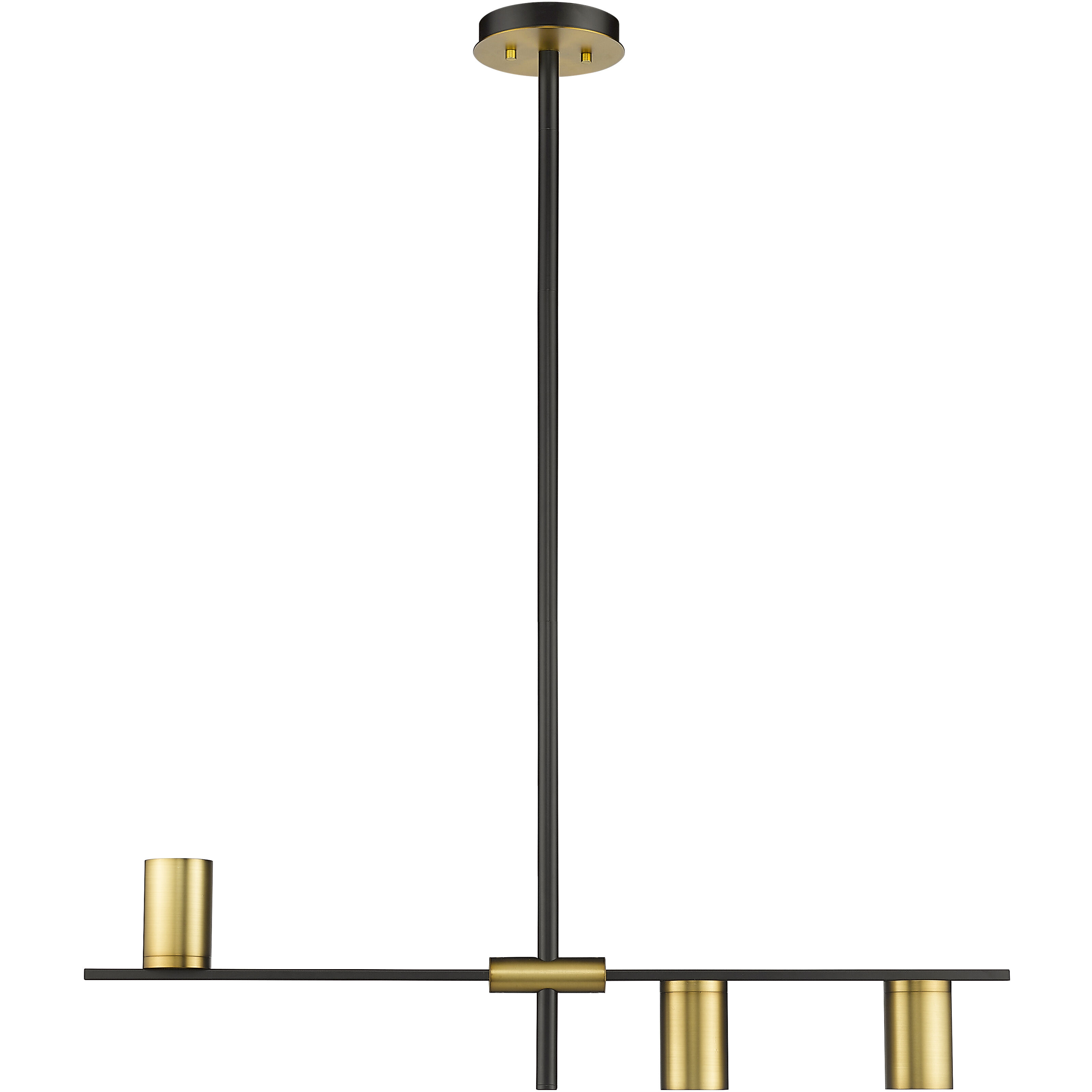 Calumet 3 Light 32 inch Matte Black and Olde Brass Linear Chandelier Ceiling Light