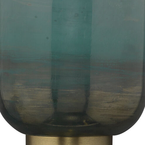 Vapor 1 Light 6 inch Antique Brass & Aqua Metallic Glass Wall Sconce Wall Light