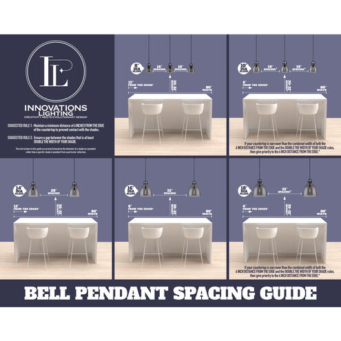 Edison Bell LED 12 inch Oil Rubbed Bronze Mini Pendant Ceiling Light in Clear Deco Swirl Glass