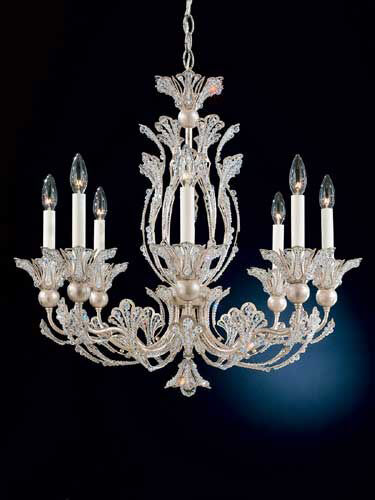 Rivendell 8 Light Antique Silver Chandelier Ceiling Light in Radiance