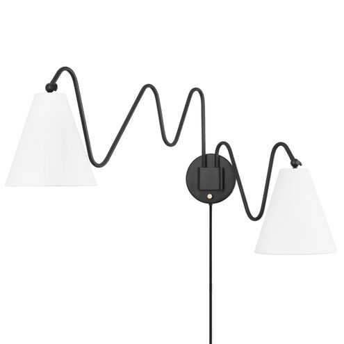 Onda 2 Light 11 inch Soft Black Plug-In Sconce Wall Light