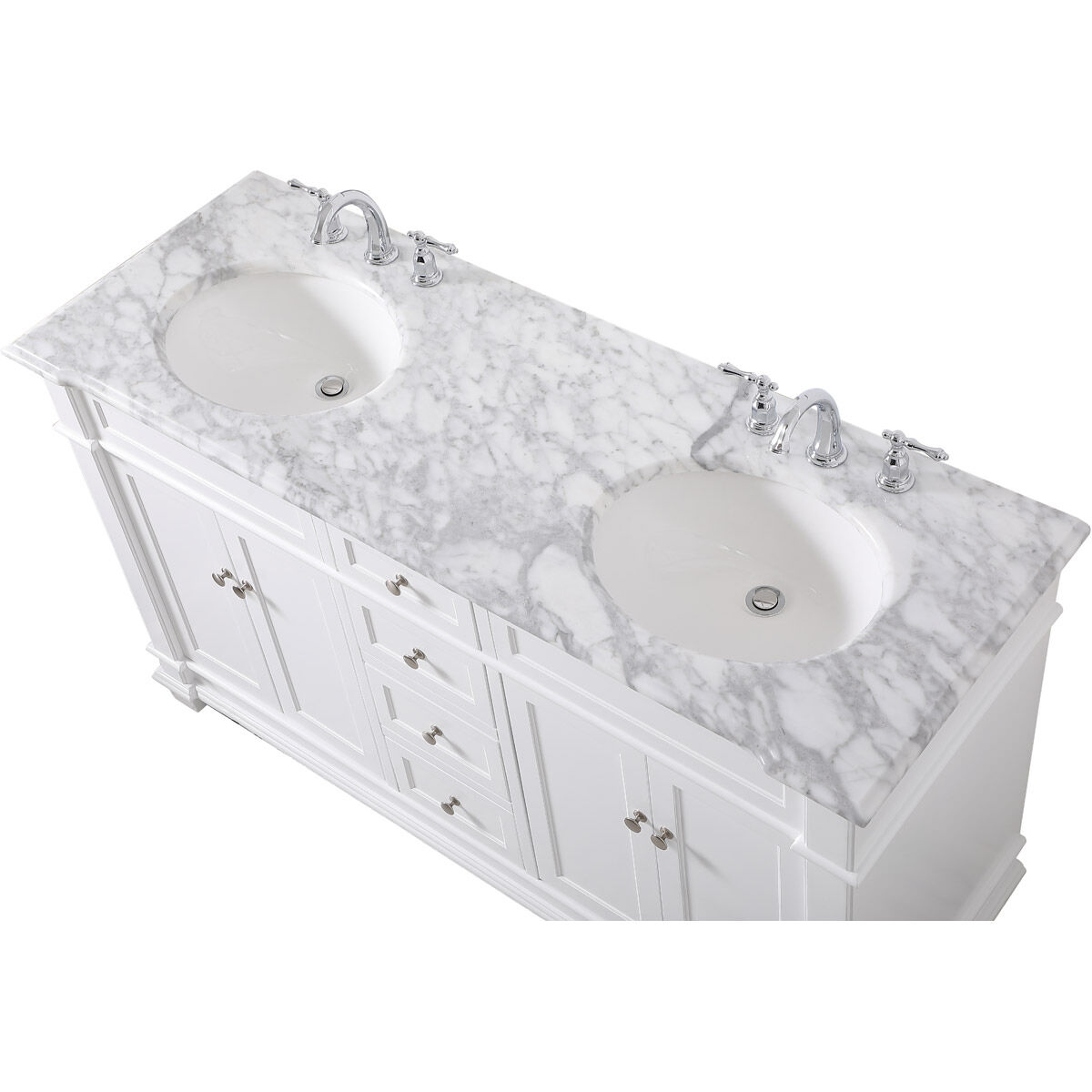 Wesley 60 X 22 X 35 inch White Vanity Sink Set