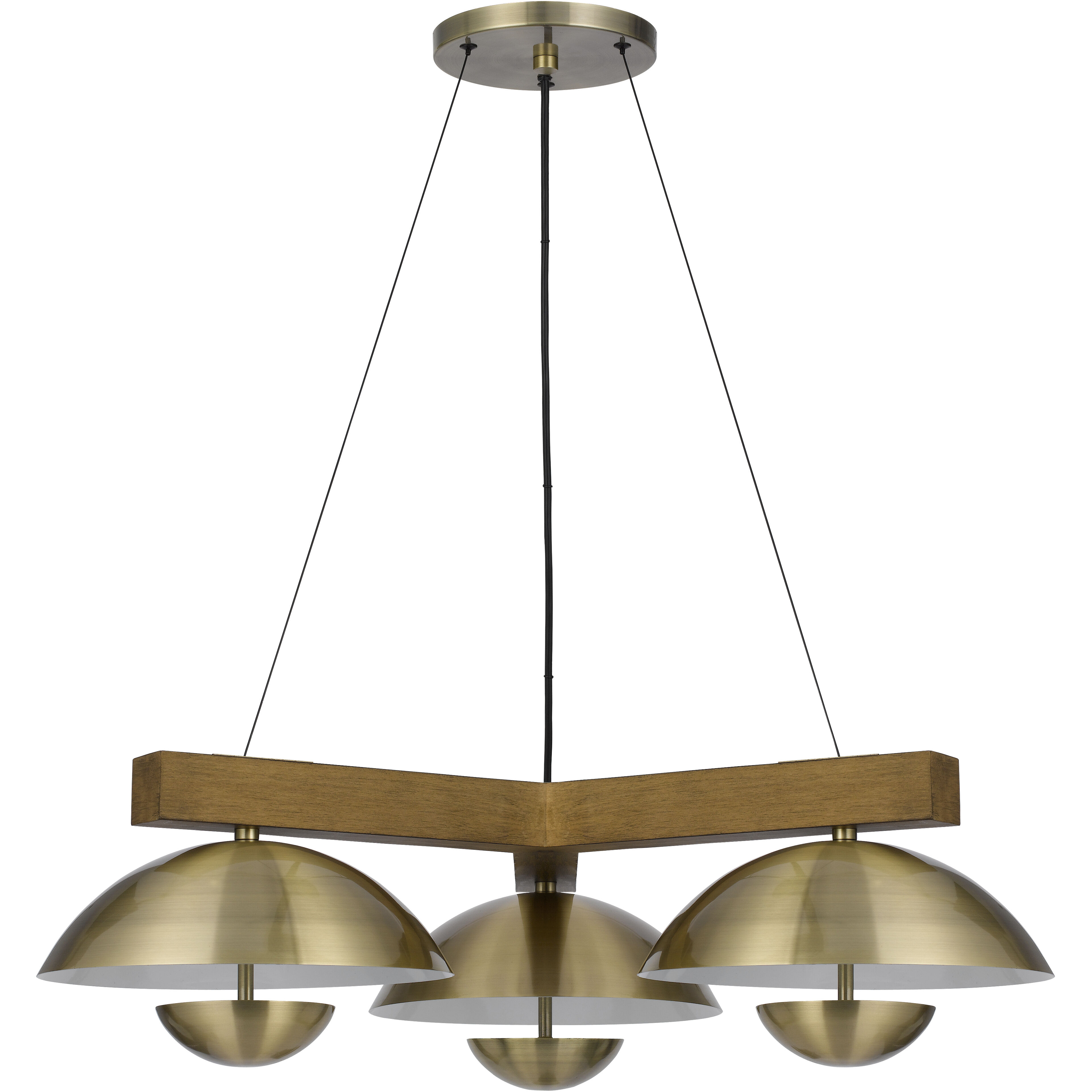 Lakeland LED 47 inch Antique Brass and Wood Island Pendant Ceiling Light