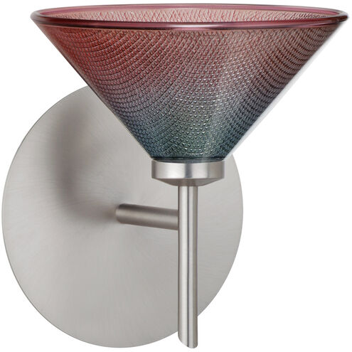 Kona 1 Light 6 inch Satin Nickel Mini Sconce Wall Light in Halogen, Bi-color Glass