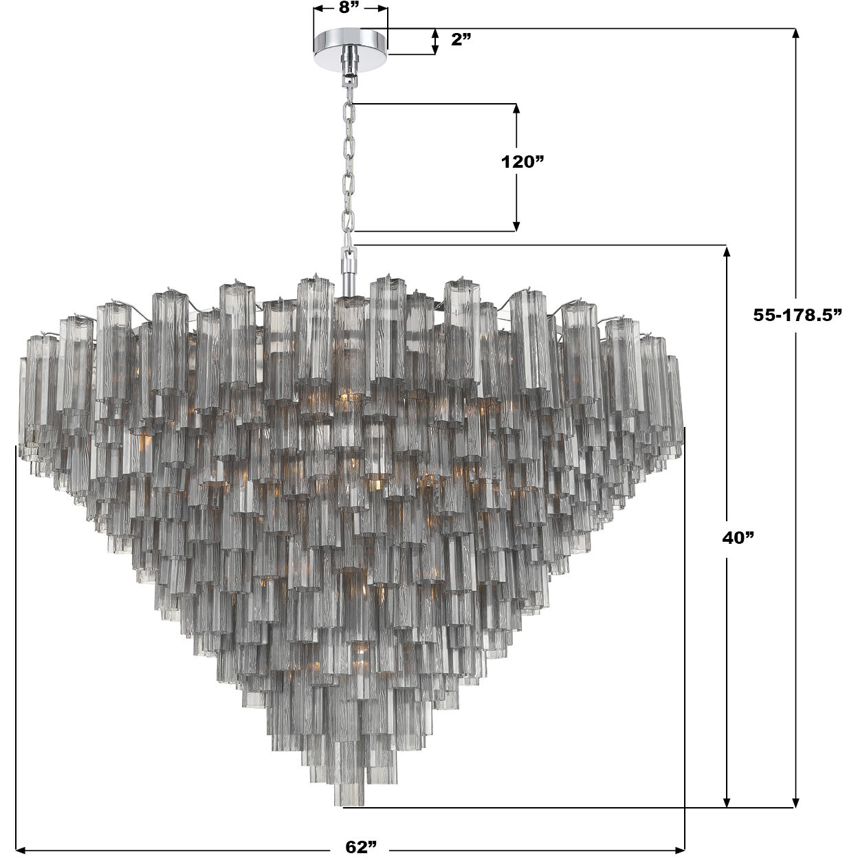 Addis 40 Light 62 inch Polished Chrome Chandelier Ceiling Light