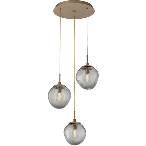 Aster Incandescent 3 Light Novel Brass Chandelier Ceiling Light, Round Multi-Pendant