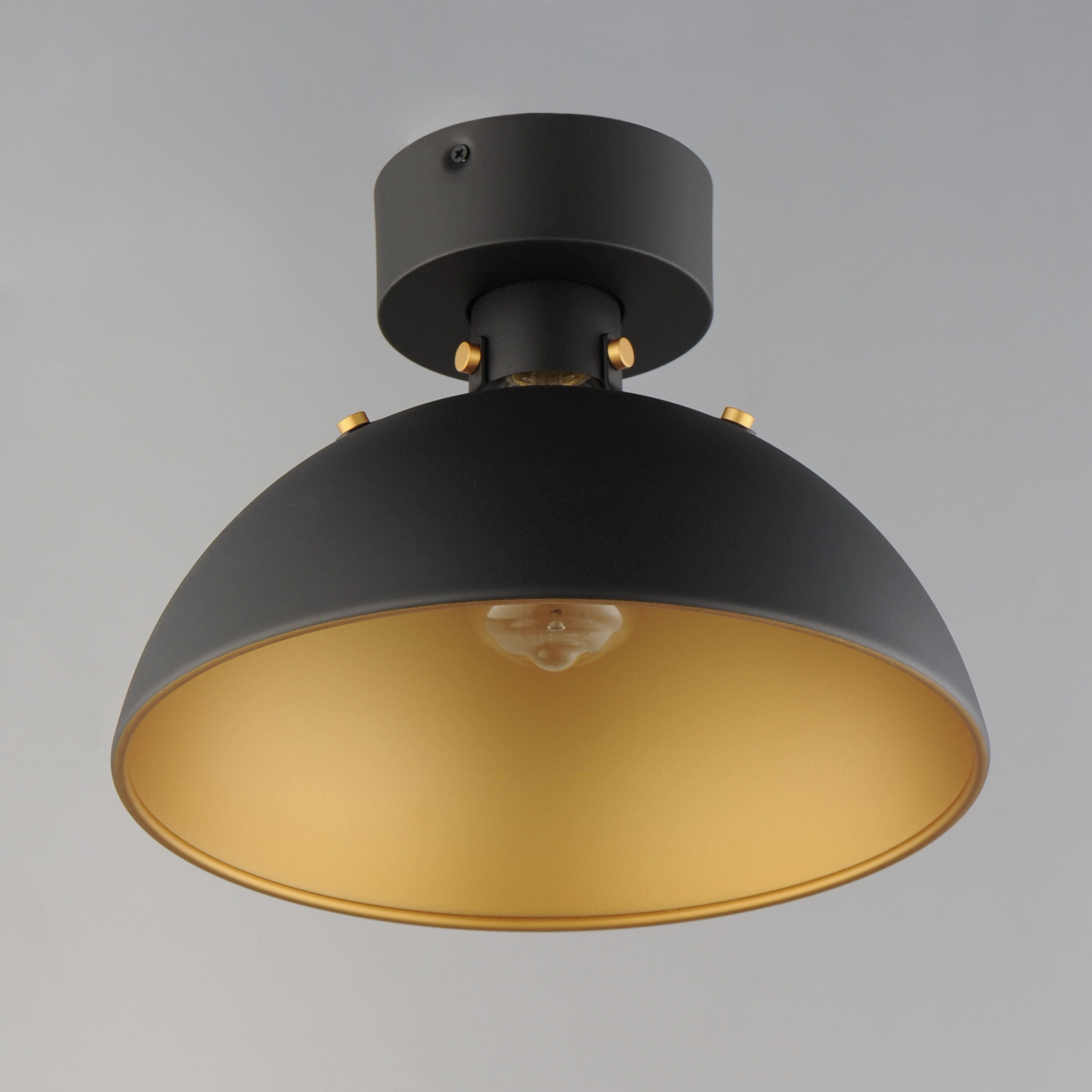 Dawn 1 Light 12 inch Antique Brass/Black Semi-Flush Mount Ceiling Light