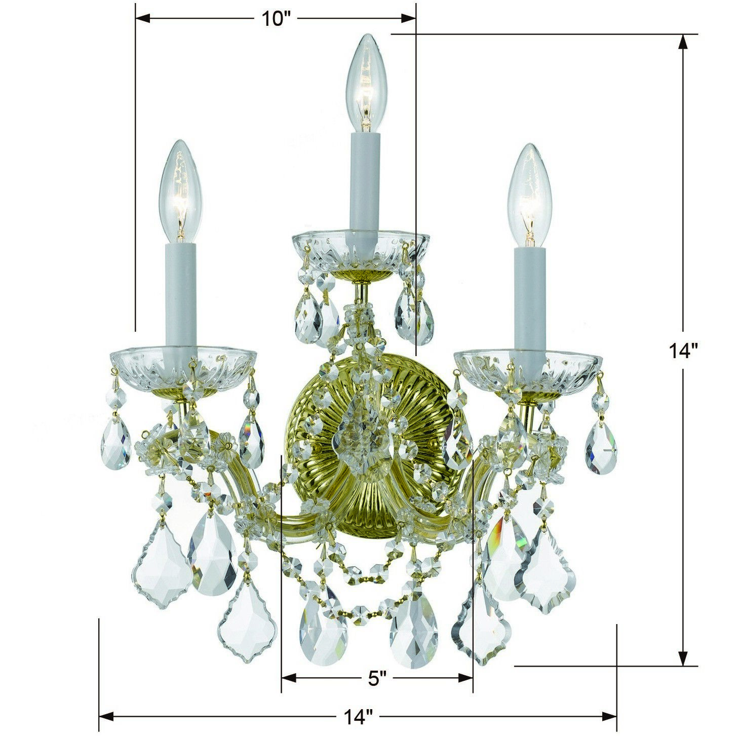 Maria Theresa Sconce Wall Light in Clear Hand Cut, Gold