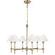 Robert 6 Light 32 inch Time Worn Brass / Clear Acrylic Chandelier Ceiling Light