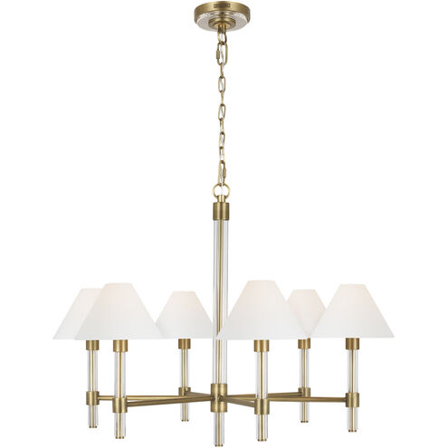 Robert 6 Light 32 inch Time Worn Brass / Clear Acrylic Chandelier Ceiling Light