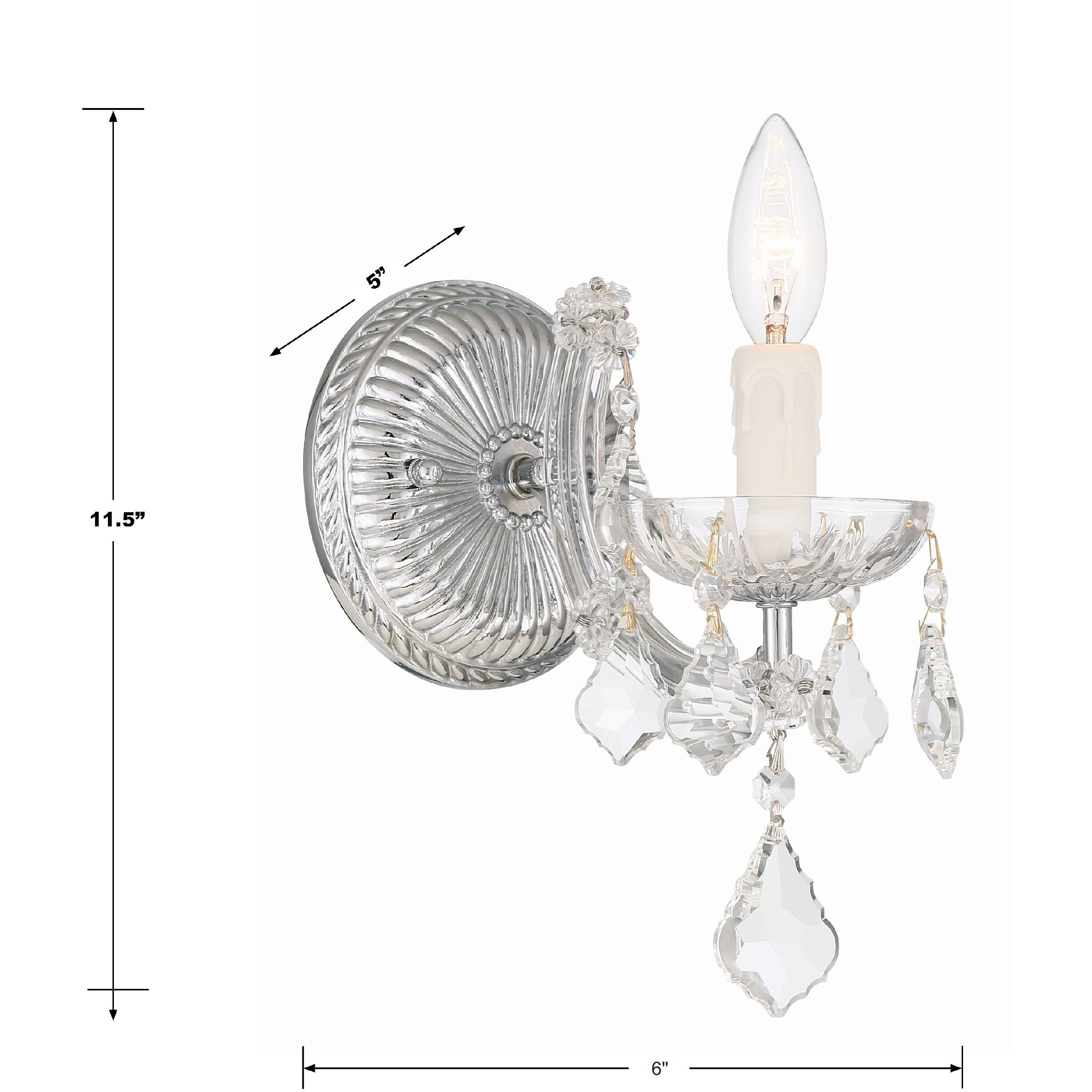 Maria Theresa 1 Light 6 inch Polished Chrome Sconce Wall Light in Clear Hand Cut