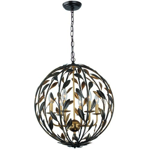 Broche 6 Light 21 inch English Bronze and Antique Gold Chandelier Ceiling Light