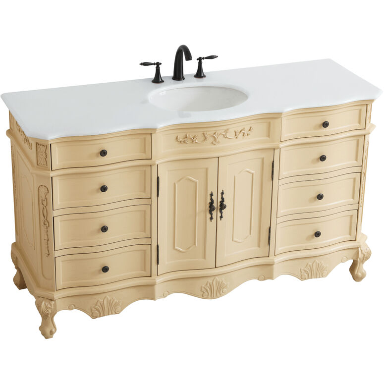 Danville 60 X 21 X 36 inch Light Antique Beige Vanity Sink Set
