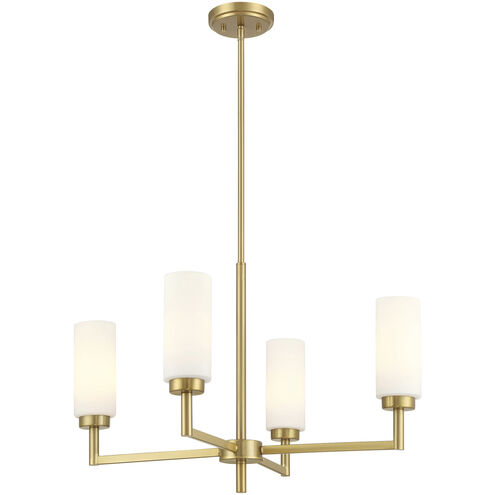 Contemporary 4 Light 26 inch Natural Brass Chandelier Ceiling Light