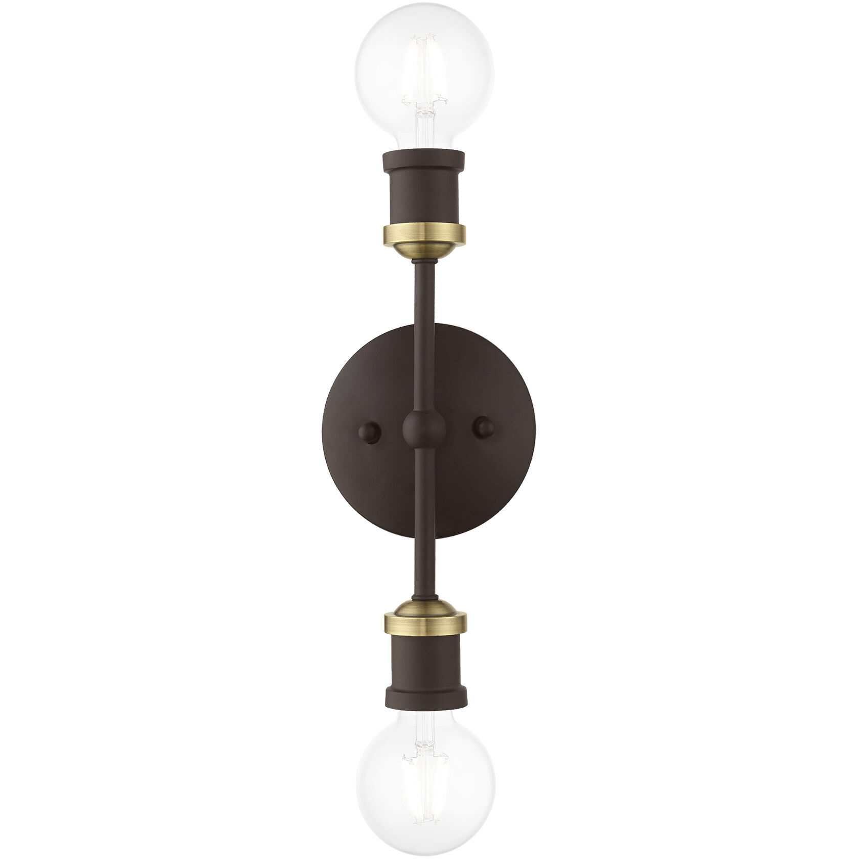 Lansdale 2 Light 5 inch Bronze with Antique Brass Accents Vanity Sconce Wall Light